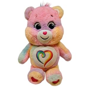 2021 Care Bears Togetherness Bear  Rainbow Heart Plush Stuffed Animal 14” Mint